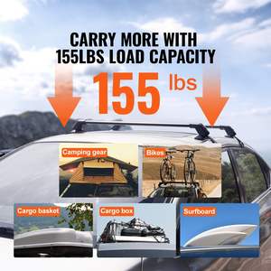Adjustable 41.3\" Aluminum <b>Universal</b> <b>Roof</b> <b>Rack</b> Crossbars Fit SUVs Sedans Vans 155 Lbs Load Capacity Bare <b>Roof</b> Car <b>Roof</b> <b>Racks</b> - Product Image 4