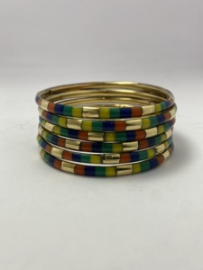 Brazalete de Latón Pulido Hecho a Mano OEM, Hermosa Escultura Tribal Fusion Moderna con Hueso y Resina, Artesanía Metálica Antigua - Product Image 4