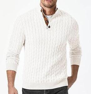 Nouveau pull en laine 100% pour homme de haute qualité, manches longues, couleur unie, bouton unique, pull personnalisé, couleur unie, décontracté, laine douce - Product Image 4