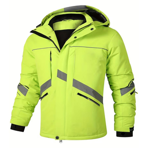 Veste d'hiver pour homme en polyester, haute visibilité, réfléchissante, de sécurité, avec fermeture éclair et boutons. - Product Image 1
