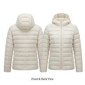 Doudoune légère à capuche pour homme et femme, fermeture éclair, couleur unie, vêtement d'extérieur unisexe pour l'hiver - Product Image 3