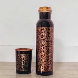 Botella de Agua de Cobre 100% Puro, Antiderrames, para Viaje, con Acabado Antiguo, para Yoga y Bienestar, Ecológica, Unisex, Ideal para Regalo - Product Image 1