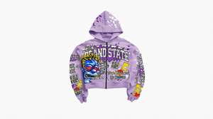 Custom Cartoon Digital Print Zip-Up Hoodie Men's Streetwear Oversized <b>Fleece</b> Hooded Sweatshirt <b>Orange</b> - Product Image 6
