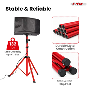 5 Core Metal <b>Speaker</b> Stand Tripod Pair Heavy Duty Adjustable 72" Universal Mount for PA <b>DJ</b> Studio w Bag - Product Image 4