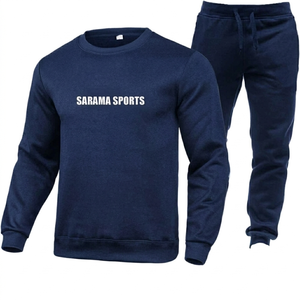 Conjunto Deportivo Unisex Azul Claro, Sudadera de Cuello Redondo, Pantalones Largos, Color Sólido, 100% Algodón, Ropa Casual, Estilo Otoñal - Product Image 6