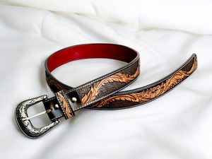 Handmade Argentinian Cowhide Leather <b>Belt</b> Hand Tooling Heavy Duty Durable <b>Reversible</b> Western Steel Pin Buckle - Product Image 2