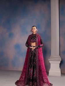 Elegant Black Floral Embroidered A-Line Floor-Length Dress With High Neck Long Sleeve Classic Style - Product Image 6