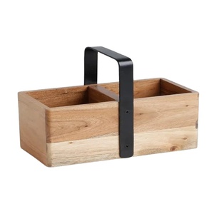 Farmhouse Rustic Kitchen Utensil Holder Wood Utensil Organizer Box Kitchen Utensil <b>Caddy</b> Fashionable Trending Design - Product Image 1