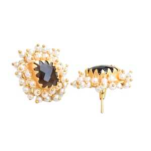 Boucles d'oreilles raffinées ornées de pierres précieuses authentiques, revêtement en or brillant et bijoux de qualité fabriqués par des artisans - Product Image 6