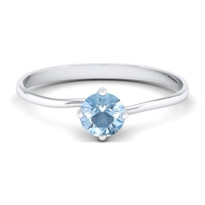 Bague de fiançailles en aquamarine REYES en or blanc 14K 18K avec moissanite, cadeau d'anniversaire, bijoux fins, vente en gros OEM ODM - Product Image 2