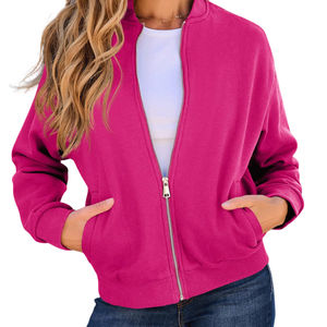 Blouson Bomber Femme Décontracté à Bas Prix, Veste d'Automne Noire Style Universitaire, Coupe-Vent Zippé avec Poches pour Femmes - Product Image 4