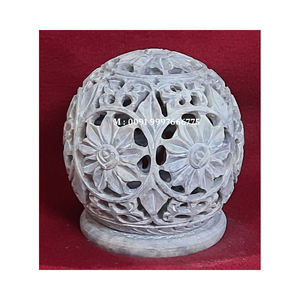 Portavelas de Piedra Jabonosa Natural con Diseño de Tallado Único, Forma Redonda, para Decoración de Hoteles y Hogares - Product Image 3