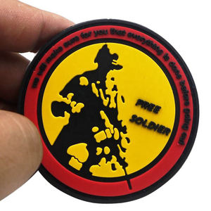 Parche de Goma 3D Gratis, Diseño Redondo en Relieve, Color Amarillo, Negro y Rojo, Parche Adhesivo - Product Image 3