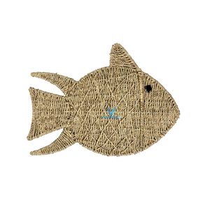 Décoration murale en forme de poisson en jonc de mer tressé à la main, en fibre naturelle, style bohème rustique, pour la décoration intérieure. - Product Image 2