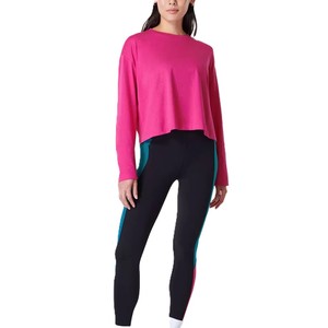 Camiseta Deportiva Informal para Mujer, a Rayas, Transpirable, Ligera, de Secado Rápido, de Seda, Holgada, de Alta Calidad, con Logotipo Personalizado - Product Image 6