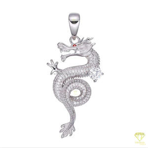 Handmade Dragon Jewelry Pendant With Iced Out VVS Moissanite Diamond Design - Product Image 2