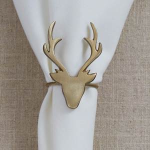 Golden Deer Shape Napkin Ring Brass Christmas Table Decoration Novelty Design <b>5</b> Cm Width Durable - Product Image 4