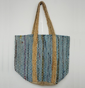 Sac fourre-tout en jute tressé pour femme, motif géométrique, style bohème, ouvert, pour l'été, la plage, le shopping, sac à main écologique - Product Image 1