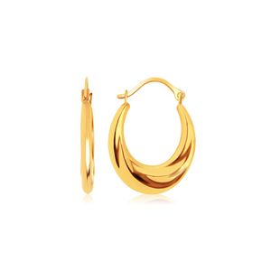 Pendientes de Aro Ovalados Graduados de Oro Amarillo de 14k, Estilo Moderno para Mujer - Product Image 1