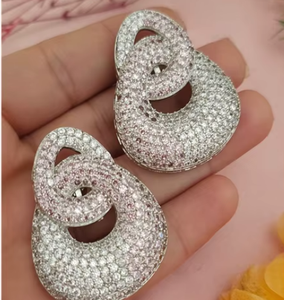 Elegantes pendientes de cascada de diamantes de plata brillante joyería de latón de moda para mujeres para fiestas bodas compromisos regalo perfecto - Product Image 2