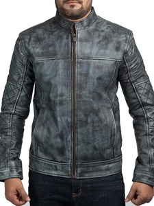 <b>Mens</b> Shooter Distressed <b>Leather</b> <b>Jacket</b> - Product Image 1