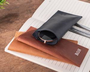 Sleek Classic Luxury Genuine Leather <b>Glasses</b> Holder Lightweight <b>Water</b> Resistant Travel Eyewear Sleeve Multi-Functional LGC-0045 - Product Image 1