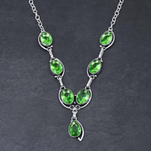 Collar de Amatista Verde Personalizado, Superventas, Plata de Ley 925, Joyería de Piedras Preciosas Hecha a Mano, Regalo Elegante y Lujoso para Mujer, Boda - Product Image 2
