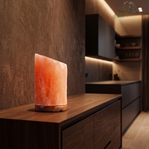 Lampe de sel de l'Himalaya cylindrique oblique à coupe inclinée moderne, veilleuse décorative d'ambiance, lampe en cristal minéral sculptée à la main - Product Image 5