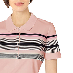 Camisa Rosa Sólida de Manga Corta Transpirable de Spandex/Poliéster para Mujer, Diseño Casual de Punto con Botones Delanteros, Largo Regular - Product Image 1