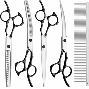 Pet Grooming <b>Scissors</b> Set <b>Dog</b> Hair Cutting Tools With Case Professional <b>Dog</b> Grooming <b>Scissors</b> With Comfortable Grip Handle - Product Image 1