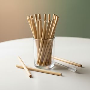 หลอดดูดน้ำไม้ไผ่แบบยั่งยืน ใช้ซ้ำได้ เป็นธรรมชาติ พร้อมโลโก้สั่งทำ สำหรับร้านกาแฟ ร้านอาหาร ใช้ในบ้าน ขายส่ง - Product Image 1