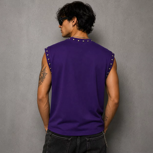 Camiseta sin mangas con estampado gráfico DTG personalizado, con pedrería, estilo urbano, unisex, a la moda, OEM, al por mayor - Product Image 6