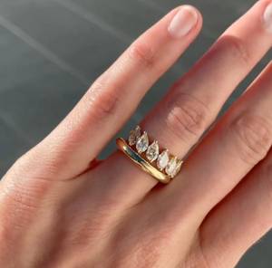 Anillo de eternidad con diamantes cultivados en laboratorio, corte pera, para mujer, oro sólido de 14K, regalo sorpresa para novias, ideal para fiestas de compromiso. - Product Image 4