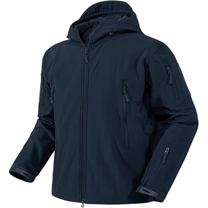 Veste matelassée en toile imperméable légère et personnalisable pour homme, coupe-vent d'hiver, softshell confortable avec broderie et fermeture éclair - Product Image 1