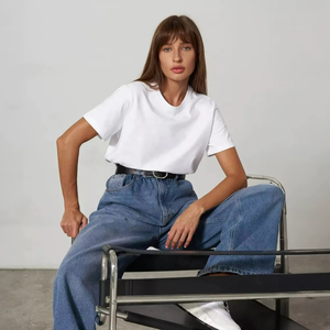 Summer 100% Cotton Women's T-shirt Fashionable Solid Lady Short Sleeve Loose <b>Tops</b> T Shirts - Product Image 5