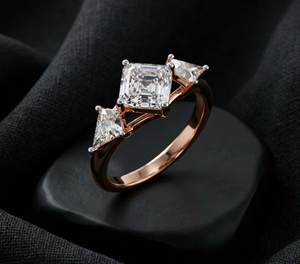 Bague de luxe en diamant naturel 2 carats taille Asscher Kite, or massif 18K 14K 10K, bijou élégant, cadeau pour fiançailles et anniversaire - Product Image 1