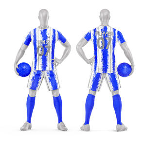 Ensemble de maillots et shorts de football personnalisés pour hommes, 100% polyester, extensible dans quatre directions, séchage rapide, imprimé par transfert thermique, uniformes de football - Product Image 5