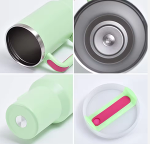 Vaso Térmico Personalizado de Doble Pared con Recubrimiento en Polvo, 40 oz, con Asa, Aislado para Bebidas Frías y Calientes, de Acero Inoxidable, con Pajita - Product Image 4