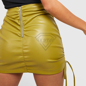 Jupe mini en cuir PU taille haute pour femme, ourlet asymétrique, couleur unie, moulante, sexy, pour club et soirée - Product Image 6