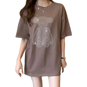 เสื้อยืดแขนสั้นลำลองคุณภาพสูงสำหรับผู้หญิง ผ้าถักกันเป็นขุย แฟชั่นสำหรับผู้หญิง สวมใส่กลางแจ้งได้ - Product Image 1
