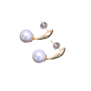 Pendientes de Plata de Ley S925 con Perlas Blancas de 9-10 mm de Zhuji Danshui, Diseño Minimalista con Ligera Imperfección - Product Image 3