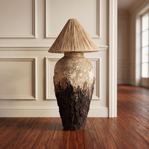 Lámpara de pie mediterránea de cerámica con pantalla de papel beige y portalámparas grande E27, perfecta para una decoración elegante del hogar. - Product Image 3