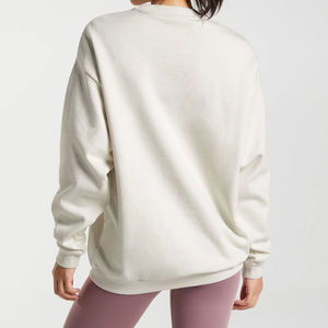 เสื้อสเวตเชิ้ตแขนยาวคอกลมสำหรับผู้หญิง สีพื้น สีขาว ทรงโอเวอร์ไซส์ แขนพอง ผ้าฝ้าย 100% ระบายอากาศได้ดี เหมาะสำหรับใส่ในฤดูใบไม้ร่วง - Product Image 5