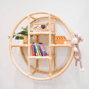 New Design Retro Boho Style Living Room Bedroom Hanging Rack <b>Shelf</b> Rattan Natural <b>Wall</b> <b>Mounted</b> Storage <b>Shelves</b> - Product Image 2