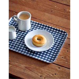 Plateau de service rectangulaire à carreaux vichy, plateau de petit-déjeuner en métal antidérapant pour café, hôtel, restaurant, vaisselle, décoration de table - Product Image 1