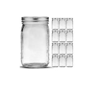 Ensemble de 2 pots en verre transparent avec couvercles et anneaux, utilisés pour la mise en conserve, la préparation de cornichons, les jus, les confitures, la gelée, taille quart (32 onces) - Product Image 4
