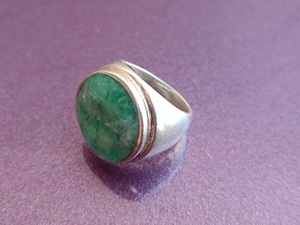 Natural Green <b>Emerald</b> 925 Sterling <b>Silver</b> Mens <b>Ring</b> Handmade <b>Silver</b> <b>Ring</b> for Him - Product Image 6