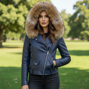 Chaqueta de Cuero Genuino para Mujer, Estilo Motero, Transpirable, Chaqueta Bomber, Ropa de Calle de Invierno, Chaqueta de Moto, Chaqueta de Moda - Product Image 5