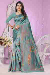 Vêtements ethniques traditionnels pour les occasions de mariage, style indien pakistanais, sari en soie imprimé pour femmes, disponible au meilleur prix - Product Image 6