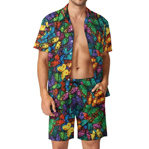 Conjunto Casual de Vacaciones al por Mayor: Camisa y Pantalones Cortos con Estampado Tropical, Ropa de Playa a la Moda, Conjunto de Playa Transpirable - Product Image 1